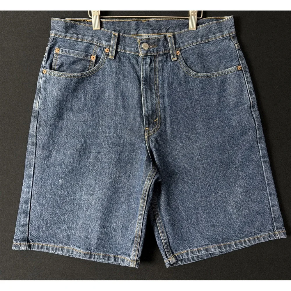 Levi's 550 Shorts Men's SZ 33!Blue Denim Bermuda Relaxed Fit 5-Pocket Zip Fly
